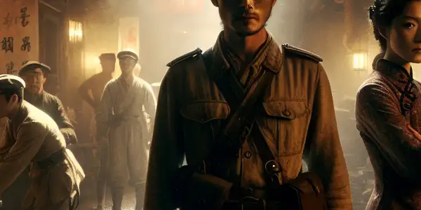 A dramatic scene in 1948 Chongqing featuring a male revolutionary and a resilient female character amidst a gritty underground atmosphere.