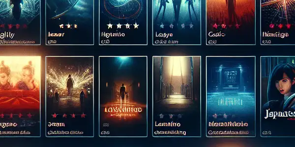 A modern streaming website interface showcasing vibrant thumbnails for Japanese adult films in a cozy, dimly-lit setting.